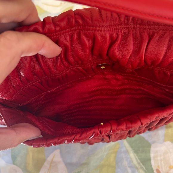 Prada Patina Dressy gaufre Red Leather Bag (rosso) - Picture 4 of 12